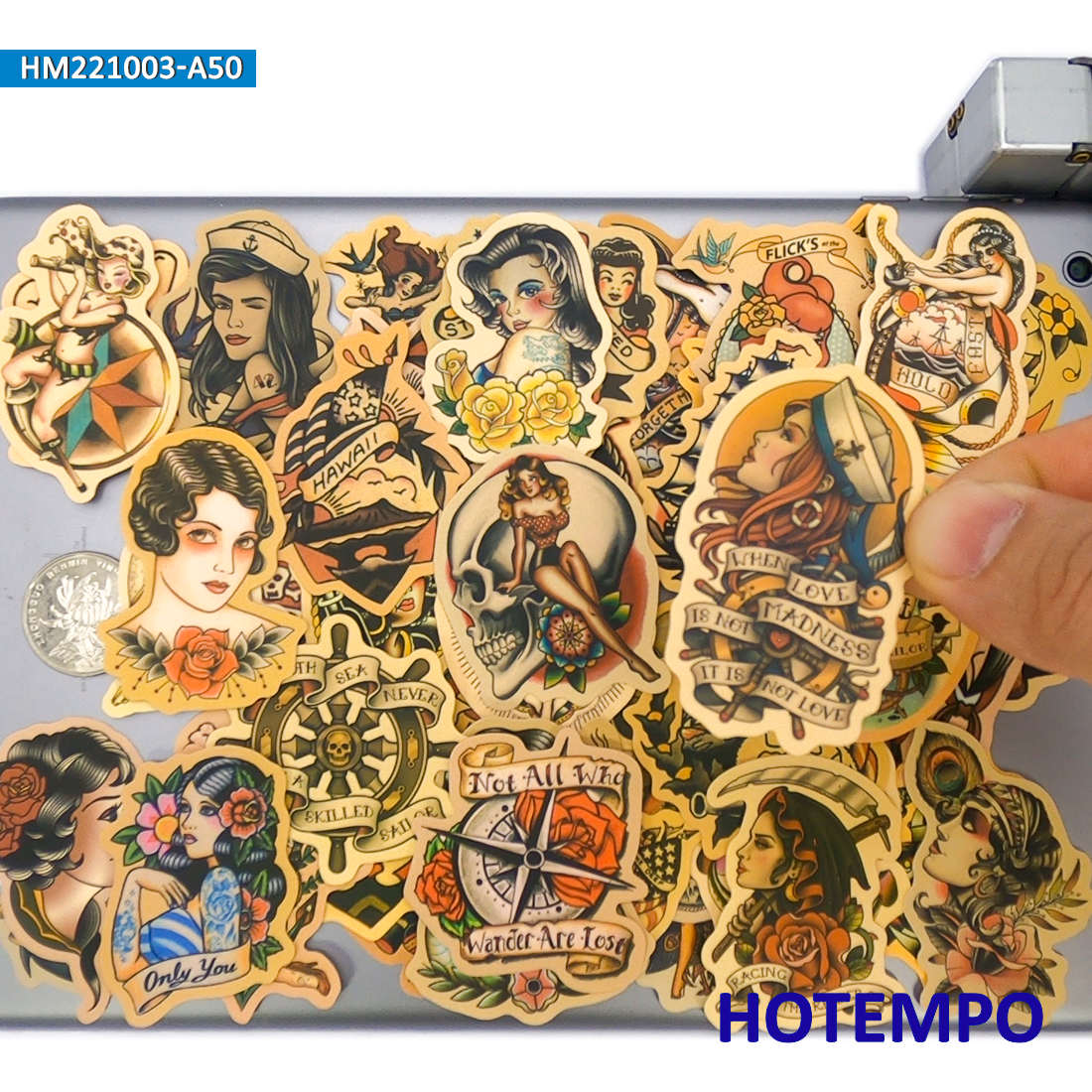 Yellow Laptop Accessories - 50 stuks, Vergeelde Retro Decals, Old