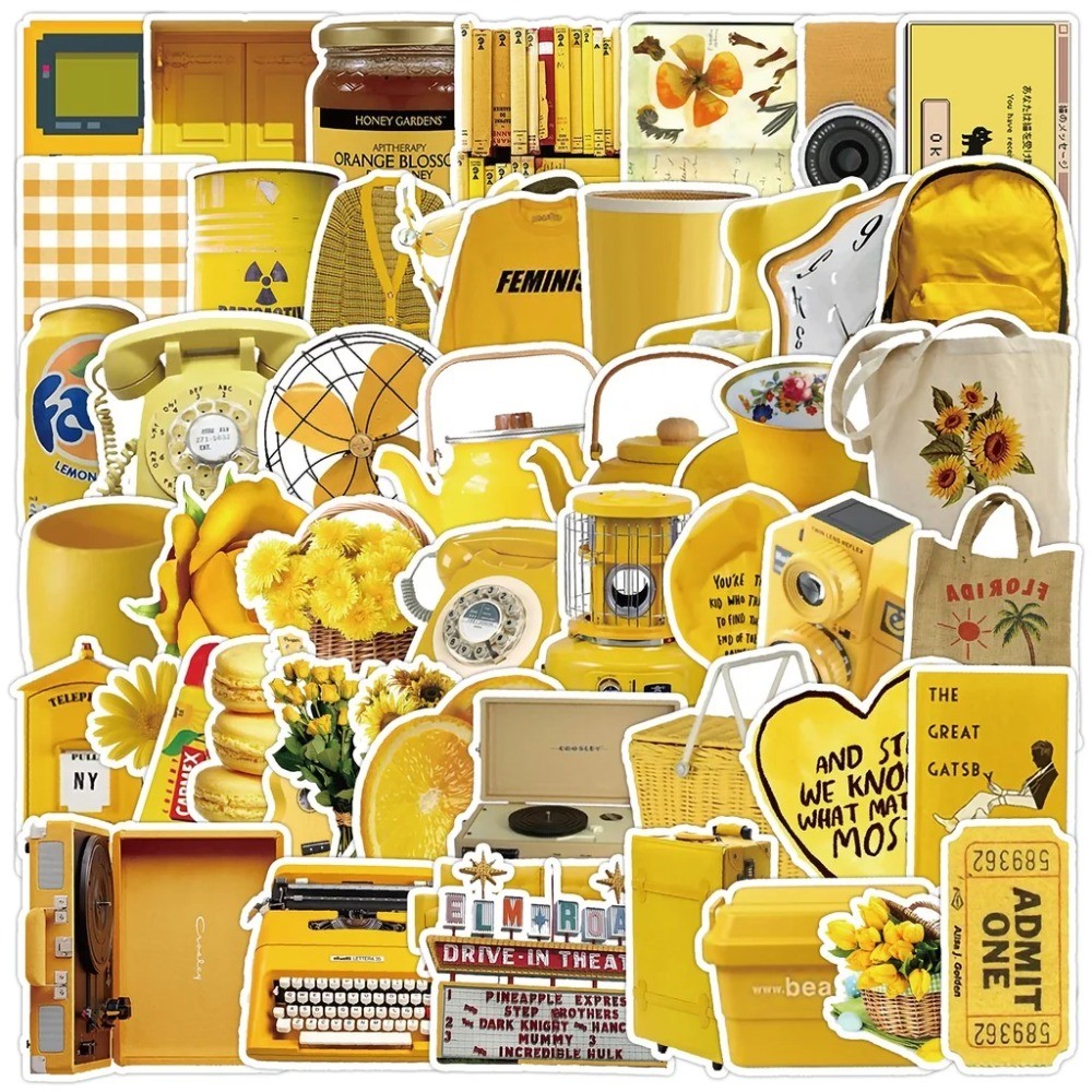 50 stuks esthetische gele vint - Yellow Laptop Accessories recensie en prijs