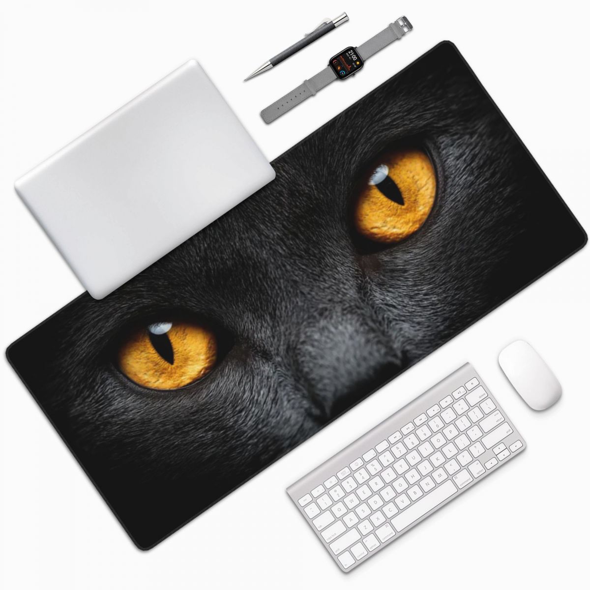 Zwart kattengezicht en gele og - Yellow Laptop Accessories recensie en prijs