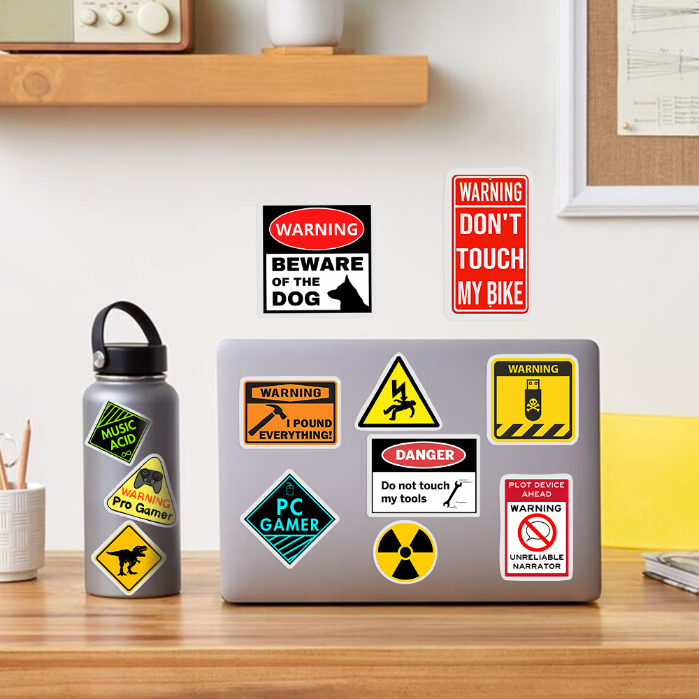 Gele raar waarschuwingssticker - Yellow Laptop Accessories recensie en prijs