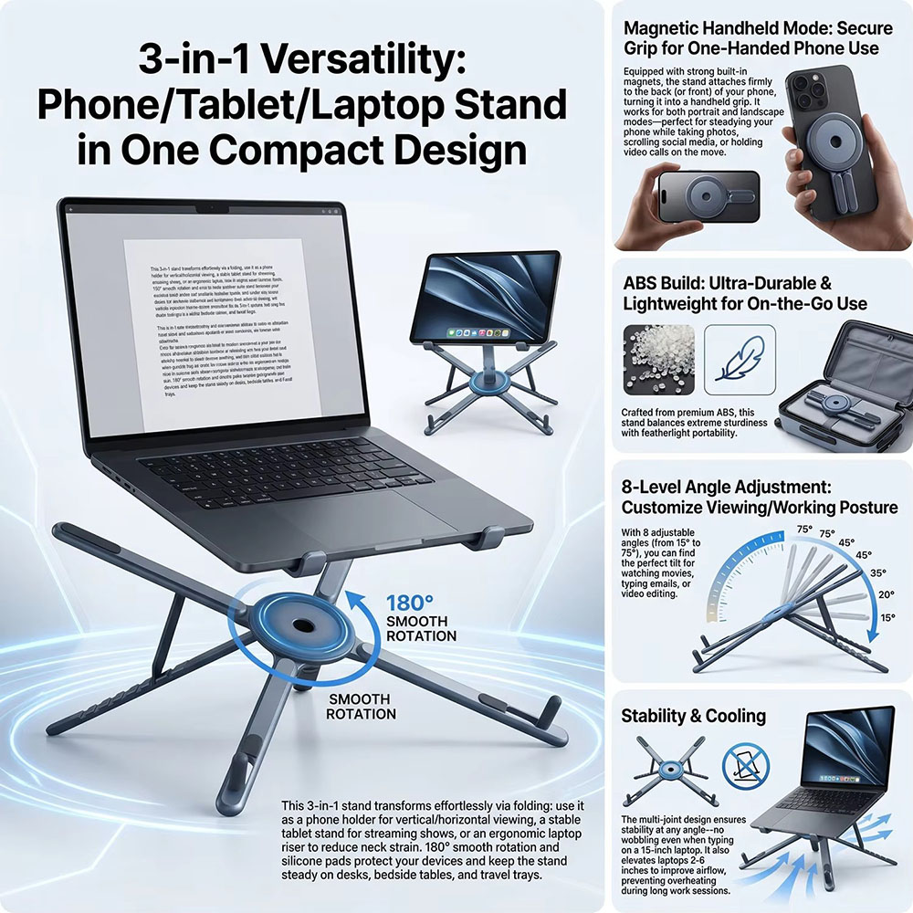 Draagbare magnetische telefoon - Laptop Stand Portable recensie en prijs